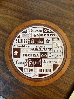 Vintage Saltera Ceramic Inlay Cheese Serving Board with Cloche